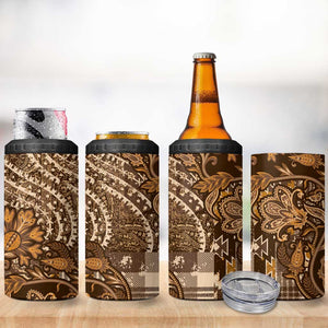 Afro Floral mix Maasai Shuka 4 in 1 Can Cooler Tumbler Gold Moitf