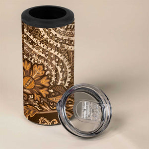 Afro Floral mix Maasai Shuka 4 in 1 Can Cooler Tumbler Gold Moitf