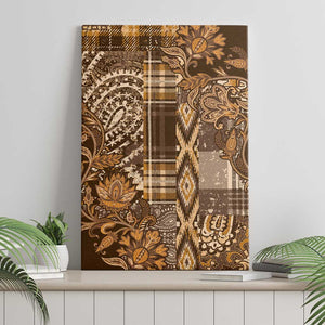 Afro Floral mix Maasai Shuka Canvas Wall Art Gold Moitf