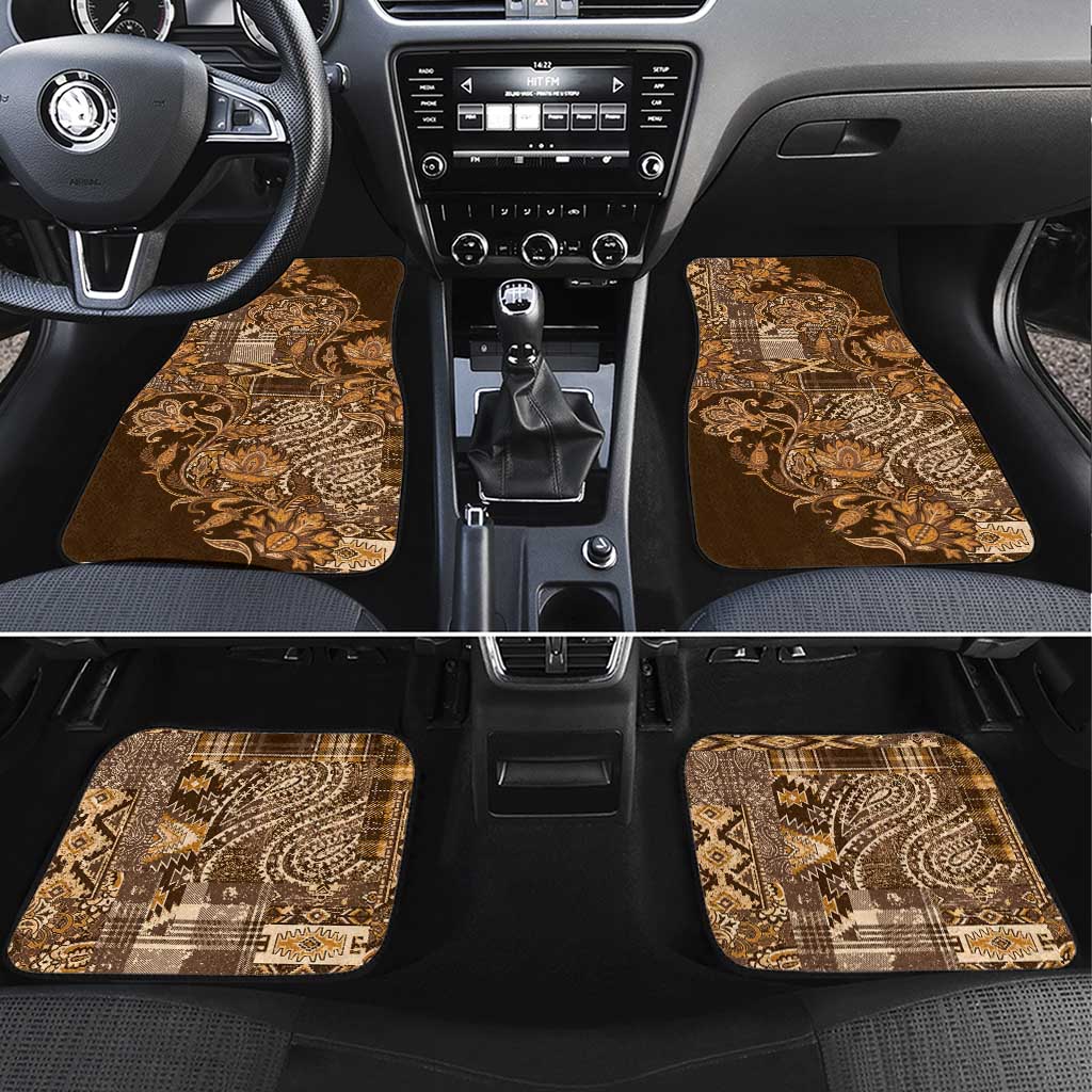 Afro Floral mix Maasai Shuka Car Mats Gold Moitf