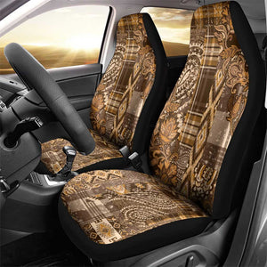 Afro Floral mix Maasai Shuka Car Seat Cover Gold Moitf