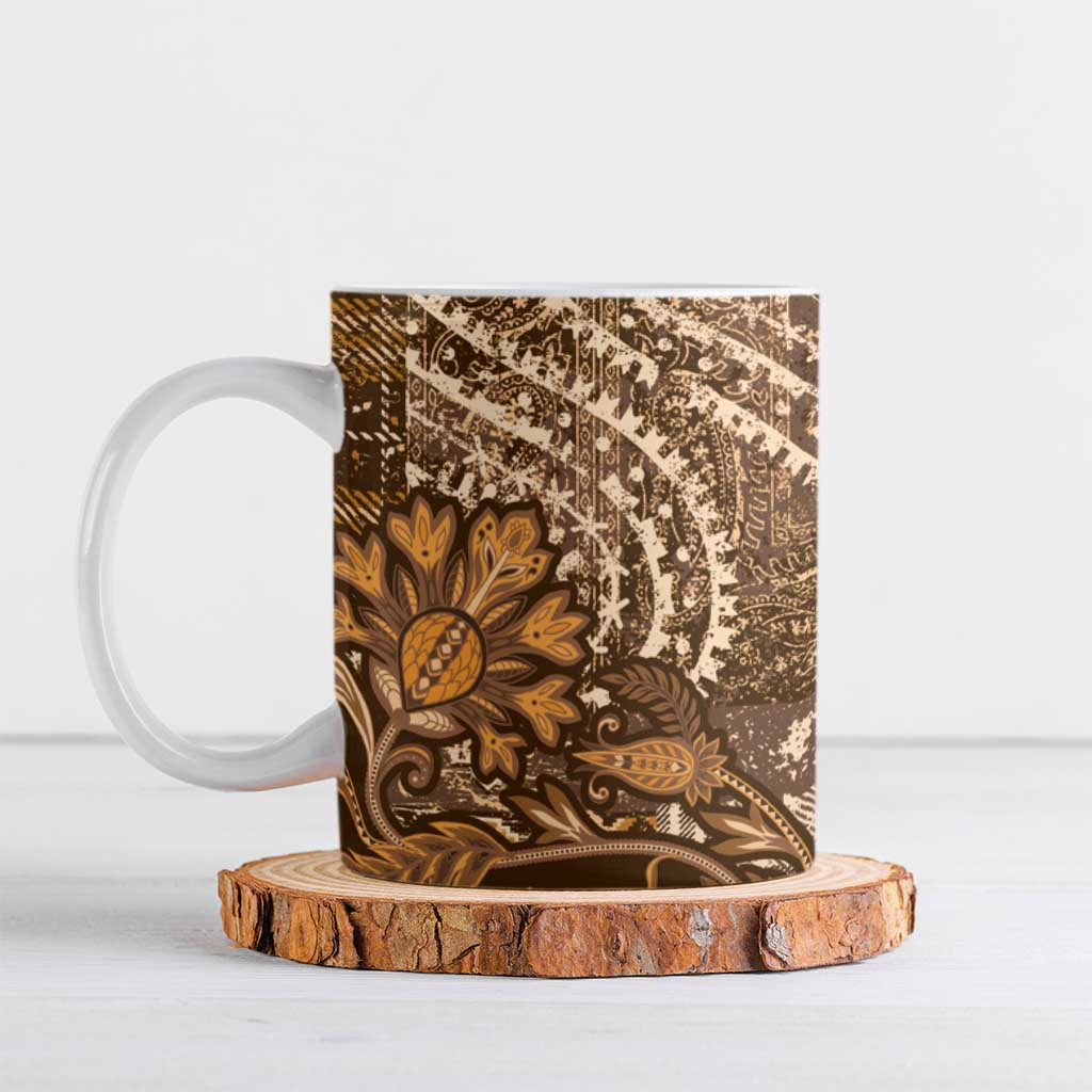 Africa Floral mix Maasai Shuka Ceramic Mug Gold Moitf