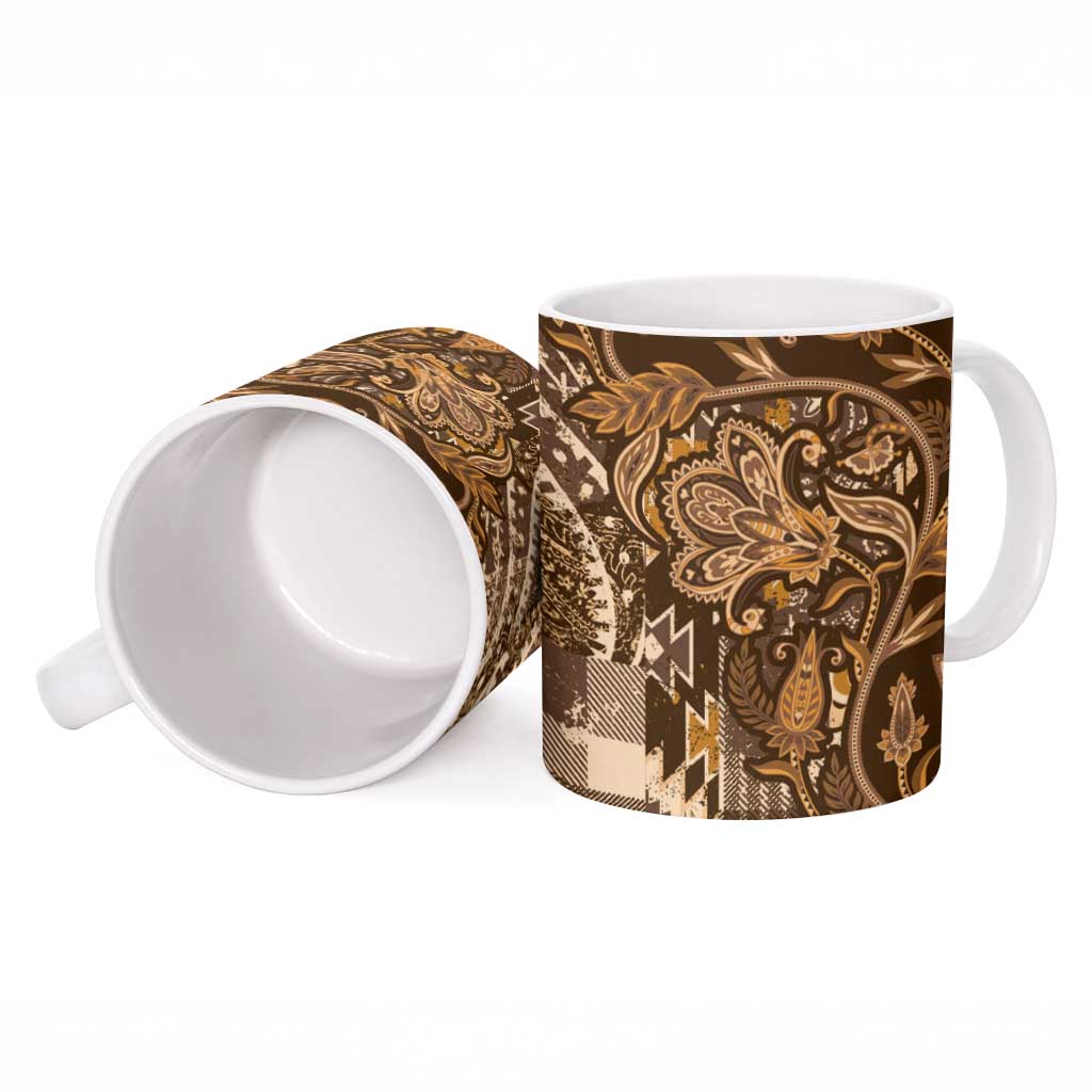 Africa Floral mix Maasai Shuka Ceramic Mug Gold Moitf