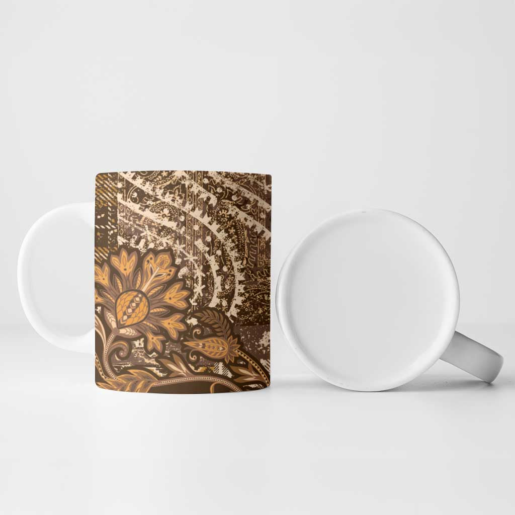 Africa Floral mix Maasai Shuka Ceramic Mug Gold Moitf
