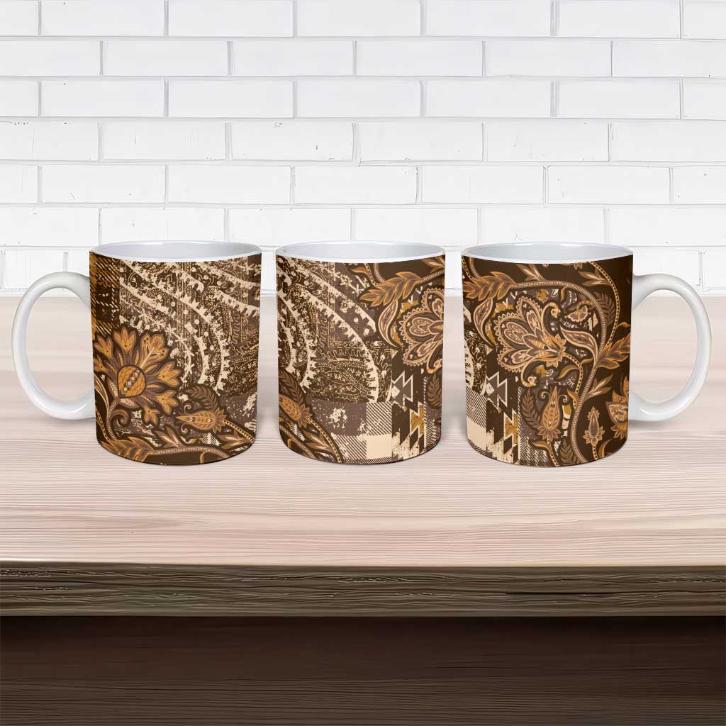 Africa Floral mix Maasai Shuka Ceramic Mug Gold Moitf