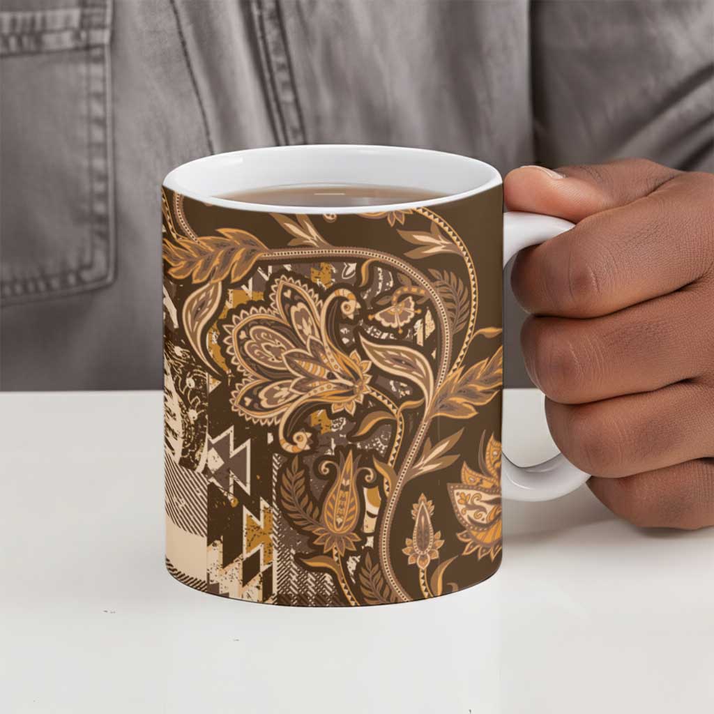 Africa Floral mix Maasai Shuka Ceramic Mug Gold Moitf