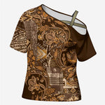 Africa Floral mix Maasai Shuka Cross Shoulder Shirt Gold Moitf
