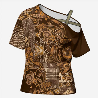 Africa Floral mix Maasai Shuka Cross Shoulder Shirt Gold Moitf
