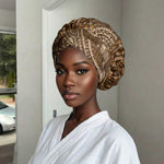 Africa Floral mix Maasai Shuka Easy Headwrap Gold Moitf