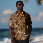 Afro Floral mix Maasai Shuka Hawaiian Shirt Gold Moitf