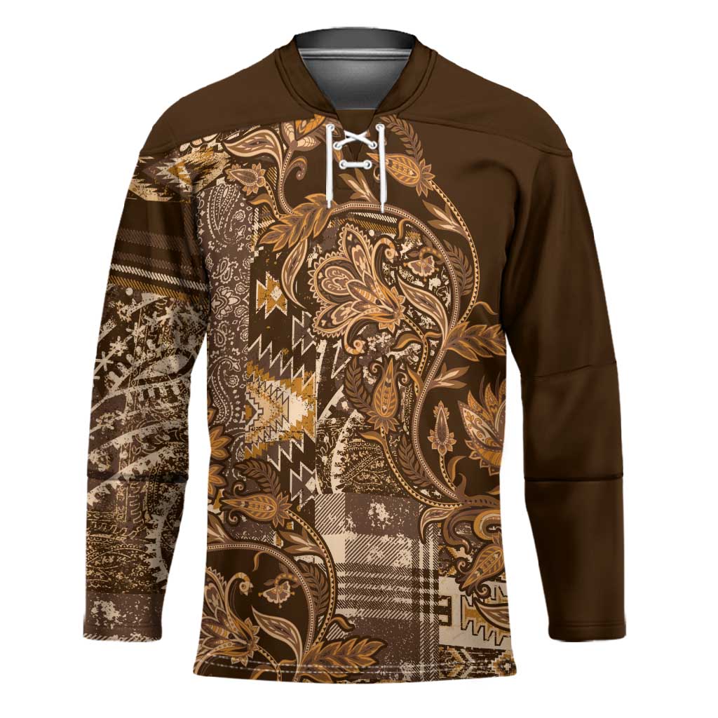 Africa Floral mix Maasai Shuka Hockey Jersey Gold Moitf