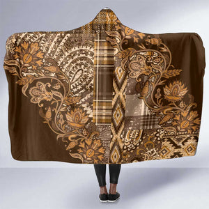 Afro Floral mix Maasai Shuka Hooded Blanket Gold Moitf