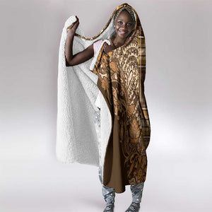 Afro Floral mix Maasai Shuka Hooded Blanket Gold Moitf