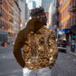 Afro Floral mix Maasai Shuka Hoodie Gold Moitf