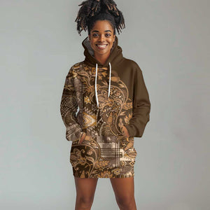 Afro Floral mix Maasai Shuka Hoodie Dress Gold Moitf