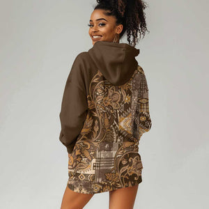 Afro Floral mix Maasai Shuka Hoodie Dress Gold Moitf