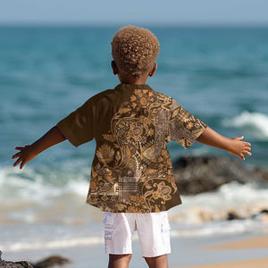 Afro Floral mix Maasai Shuka Kid Hawaiian Shirt Gold Moitf