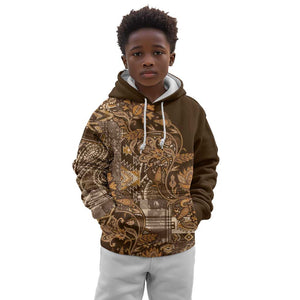 Afro Floral mix Maasai Shuka Kid Hoodie Gold Moitf