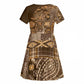 Afro Floral mix Maasai Shuka Kid Short Sleeve Dress Gold Moitf