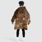 Afro Floral mix Maasai Shuka KId Wearable Blanket Hoodie Gold Moitf