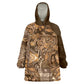Afro Floral mix Maasai Shuka KId Wearable Blanket Hoodie Gold Moitf