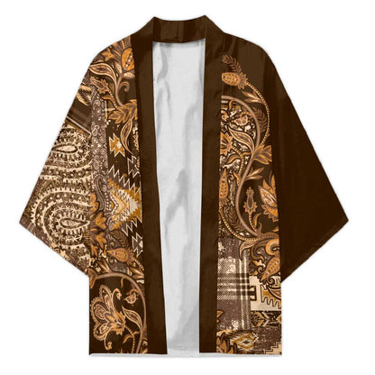 Africa Floral mix Maasai Shuka Kimono Gold Moitf