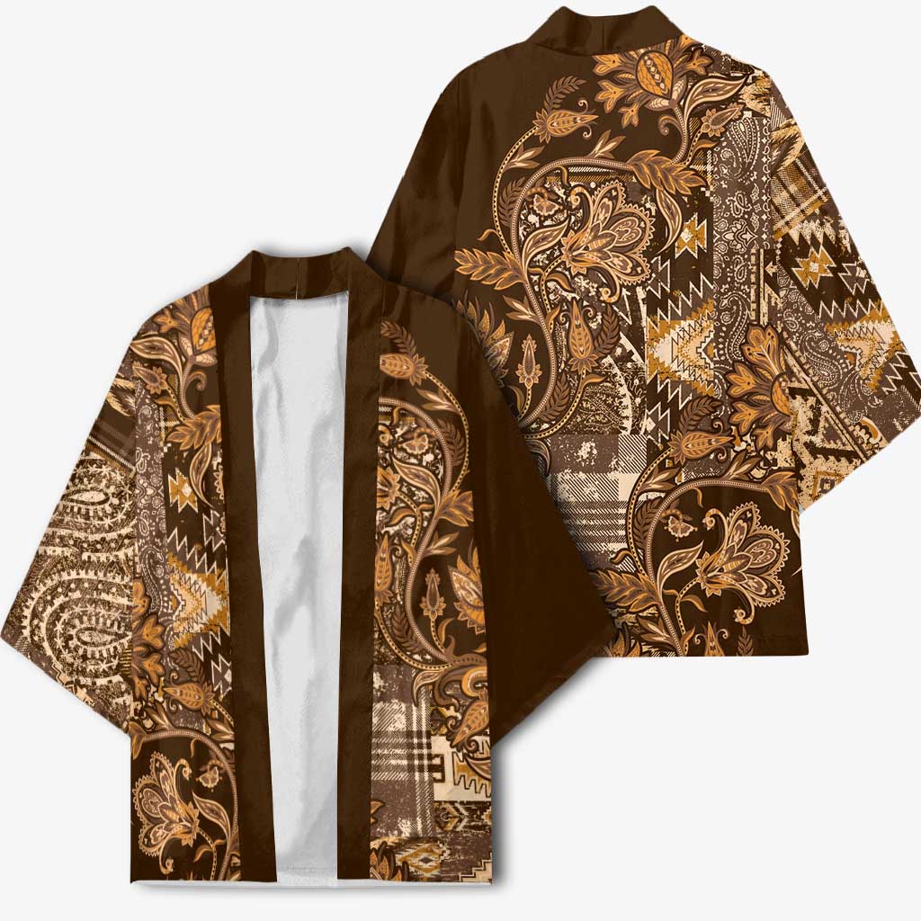 Africa Floral mix Maasai Shuka Kimono Gold Moitf