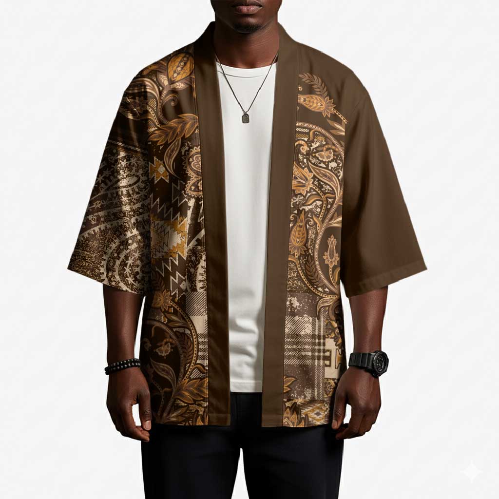Africa Floral mix Maasai Shuka Kimono Gold Moitf
