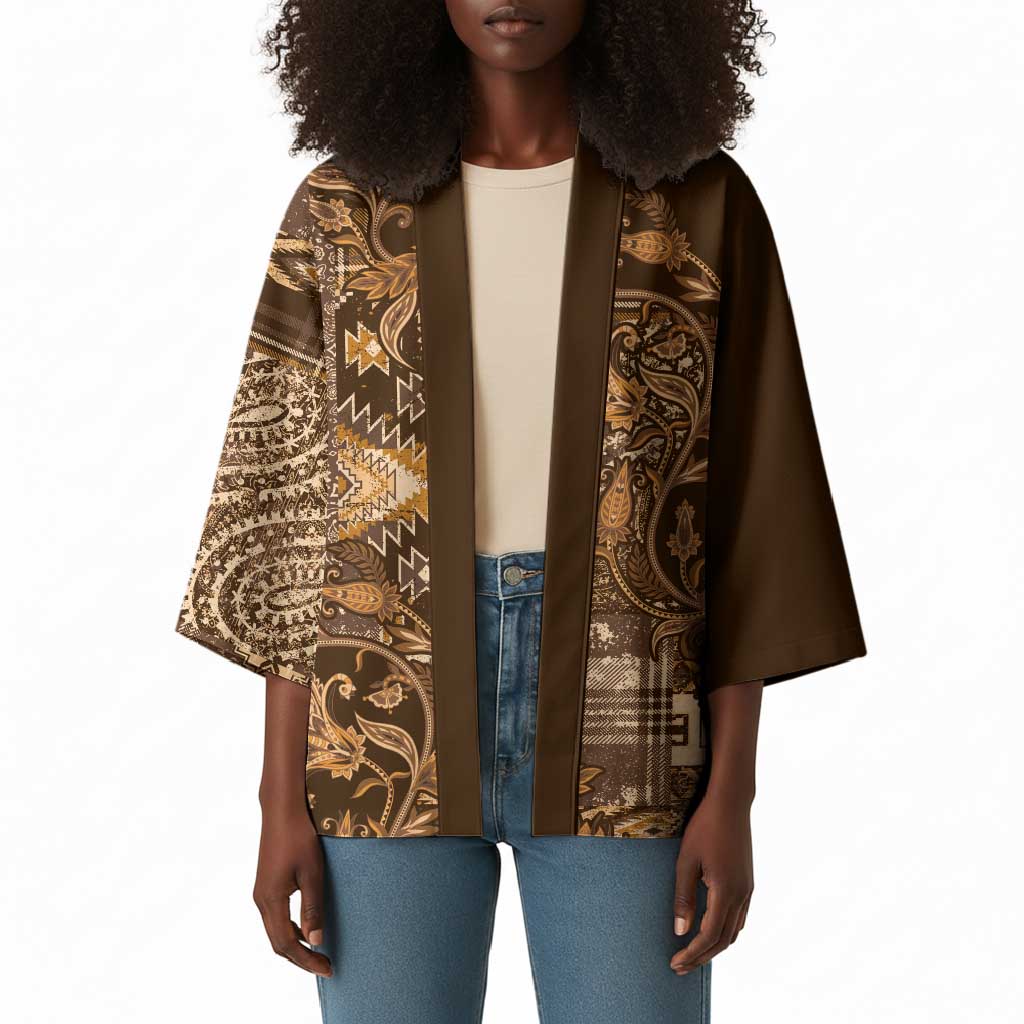 Africa Floral mix Maasai Shuka Kimono Gold Moitf