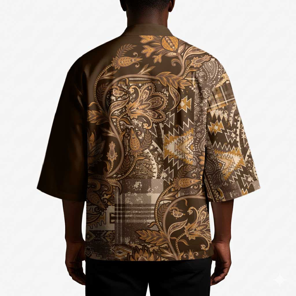 Africa Floral mix Maasai Shuka Kimono Gold Moitf