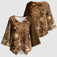 Africa Floral mix Maasai Shuka Kimono Sleeve Blouse Gold Moitf