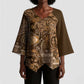 Africa Floral mix Maasai Shuka Kimono Sleeve Blouse Gold Moitf