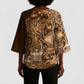 Africa Floral mix Maasai Shuka Kimono Sleeve Blouse Gold Moitf