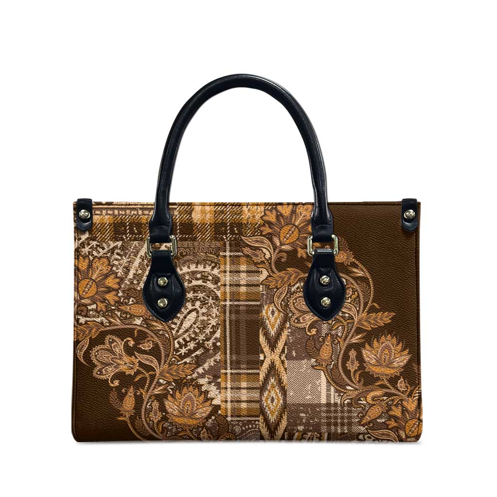Africa Floral mix Maasai Shuka Leather Bag Gold Moitf