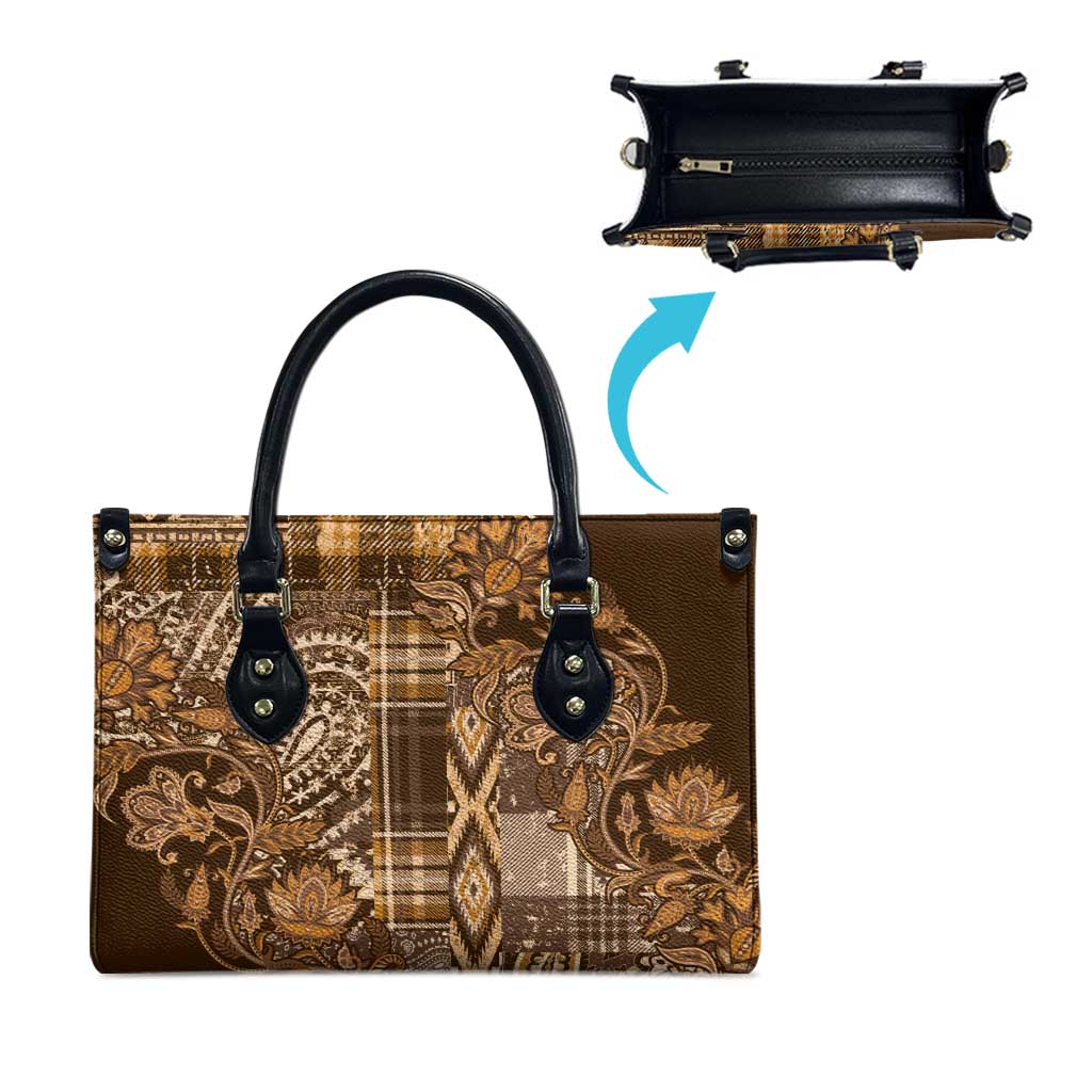 Africa Floral mix Maasai Shuka Leather Bag Gold Moitf