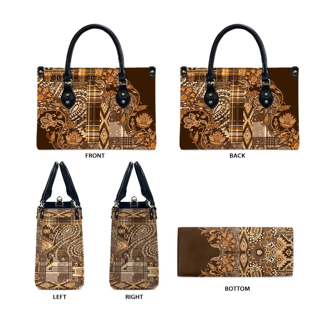 Africa Floral mix Maasai Shuka Leather Bag Gold Moitf