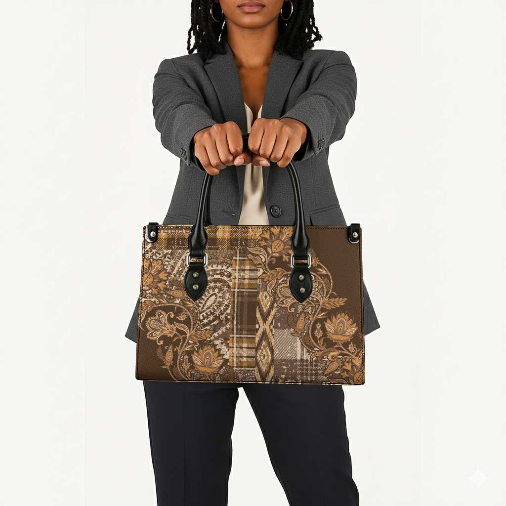 Africa Floral mix Maasai Shuka Leather Bag Gold Moitf
