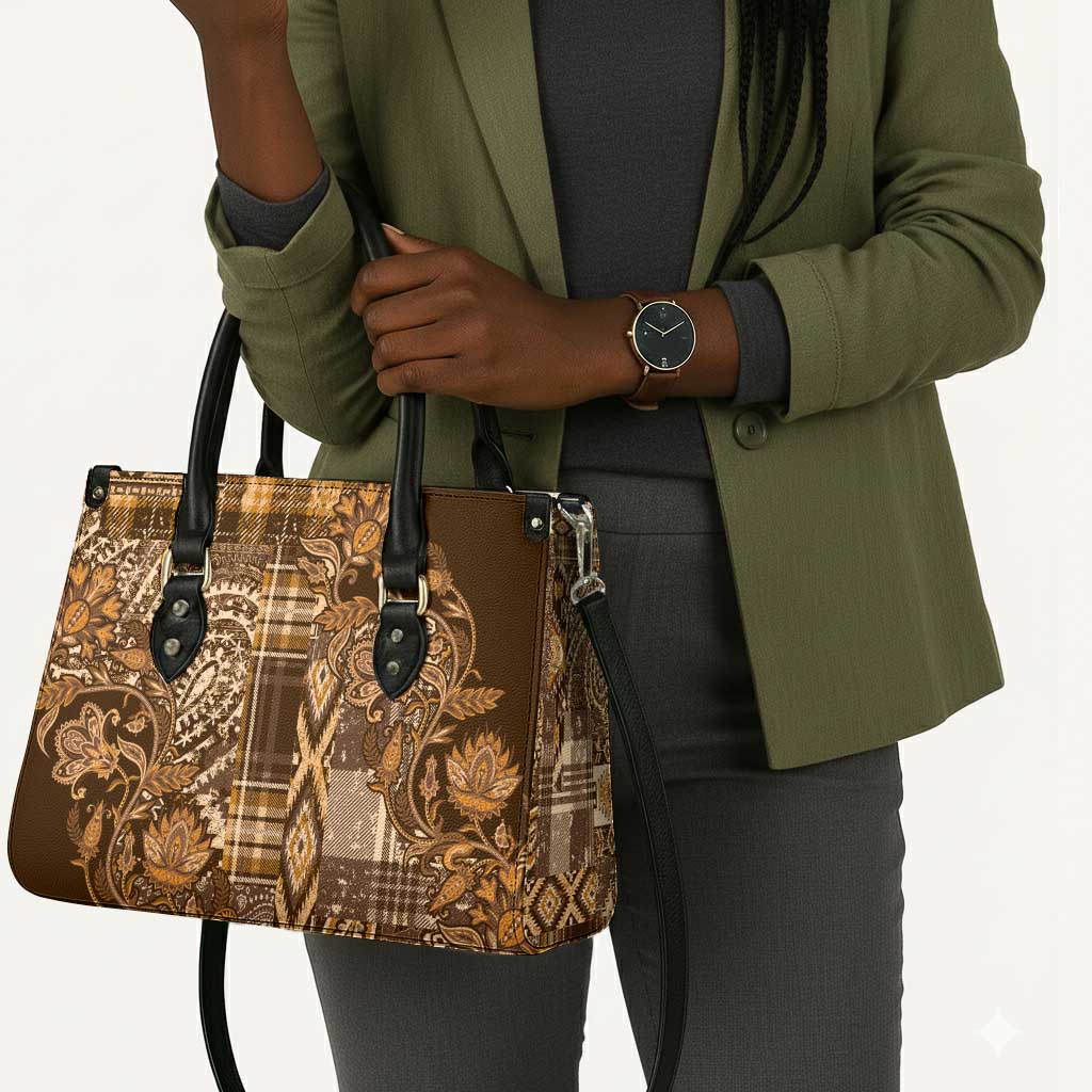 Africa Floral mix Maasai Shuka Leather Bag Gold Moitf