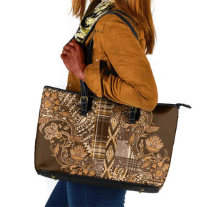 Afro Floral mix Maasai Shuka Leather Tote Bag Gold Moitf