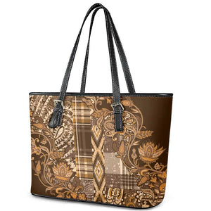 Afro Floral mix Maasai Shuka Leather Tote Bag Gold Moitf