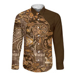 Afro Floral mix Maasai Shuka Long Sleeve Button Shirt Gold Moitf