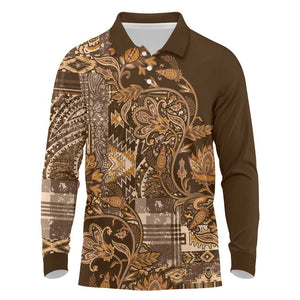 Afro Floral mix Maasai Shuka Long Sleeve Polo Shirt Gold Moitf