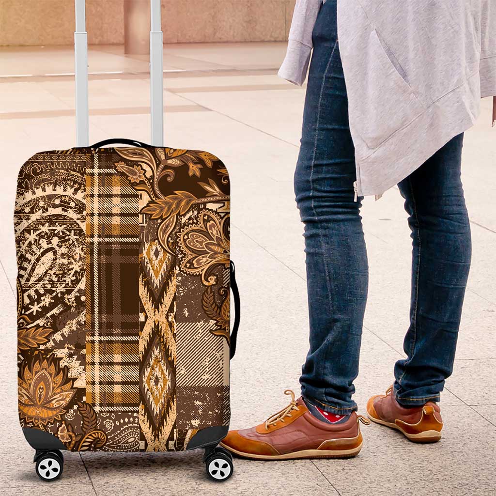 Afro Floral mix Maasai Shuka Luggage Cover Gold Moitf