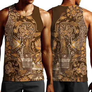 Afro Floral mix Maasai Shuka Men Tank Top Gold Moitf