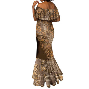 Afro Floral mix Maasai Shuka Mermaid Dress Gold Moitf