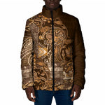 Africa Floral mix Maasai Shuka Padded Jacket Gold Moitf