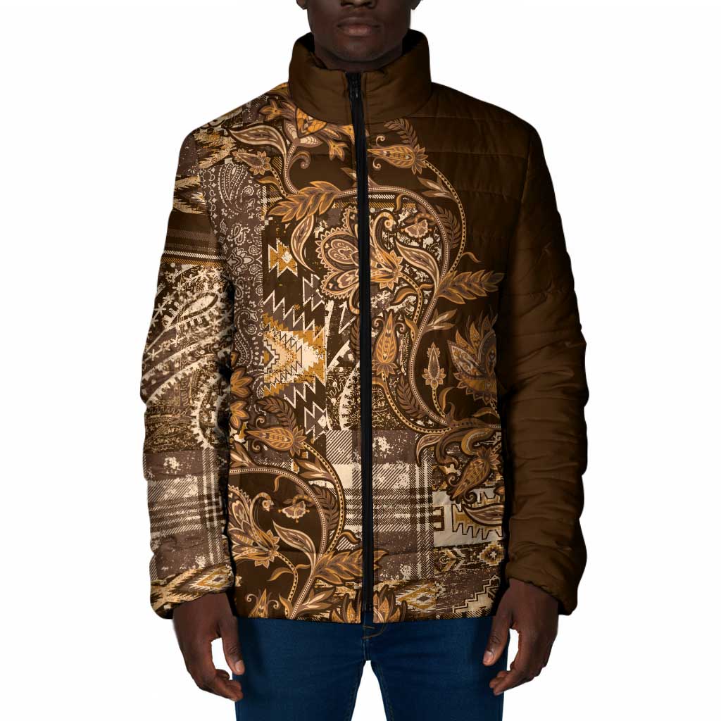 Africa Floral mix Maasai Shuka Padded Jacket Gold Moitf