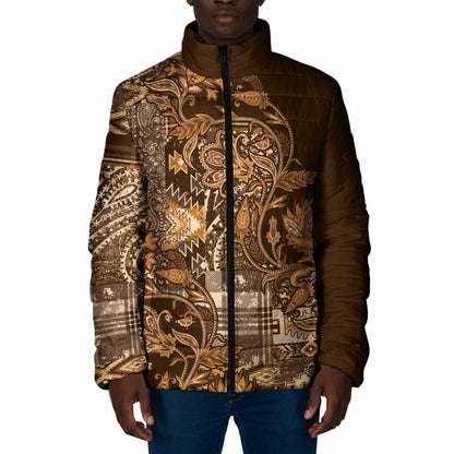 Africa Floral mix Maasai Shuka Padded Jacket Gold Moitf