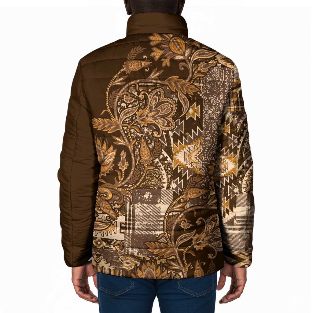 Africa Floral mix Maasai Shuka Padded Jacket Gold Moitf