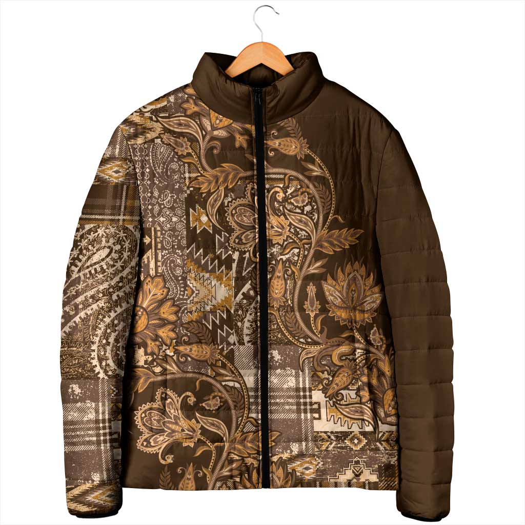 Africa Floral mix Maasai Shuka Padded Jacket Gold Moitf